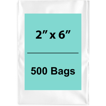 2X6 inches Clear Flat Poly Bags 1.5Mil Open Top (LDPE)